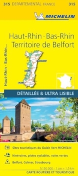 Image for Bas-Rhin, Haut-Rhin, Territoire de Belfort - Michelin Local Map 315