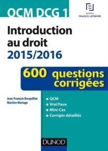 Image for QCM DCG 1 - Introduction Au Droit 2015/2016