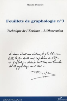 Image for Feuillets de graphologie n(deg)3: Technique de l'Ecriture - L'Observation