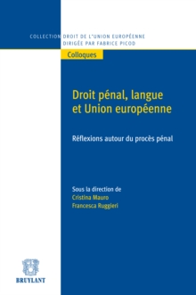 Image for Droit Penal, Langue Et Union Europeenne