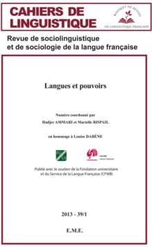 Image for Langues Et Pouvoirs: Cahiers De Linguistique