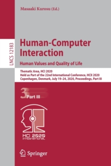 Image for Human-Computer Interaction. Human Values and Quality of Life