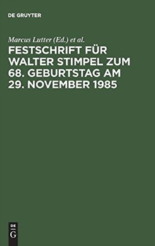 Image for Festschrift F?r Walter Stimpel Zum 68. Geburtstag Am 29. November 1985