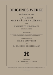 Image for Origenes Matthauserklarung III: Fragmente und Indices, Erste Halfte