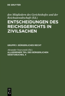Image for Allgemeiner Teil des Burgerlichen Gesetzbuches, 4