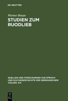 Image for Studien zum Ruodlieb: Ritterideal, Erzahlstruktur und Darstellungsstil