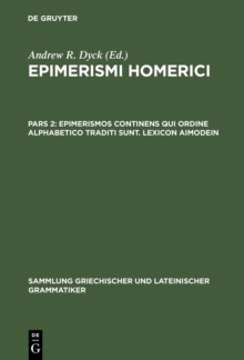 Image for Epimerismos continens qui ordine alphabetico traditi sunt. Lexicon Aimodein