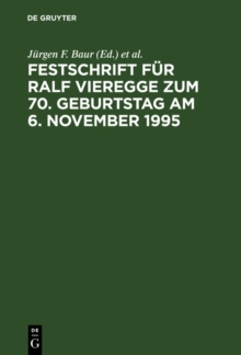 Image for Festschrift fur Ralf Vieregge zum 70. Geburtstag am 6. November 1995