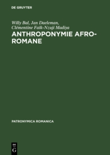 Image for Anthroponymie afro-romane: Esquisse d'un projet