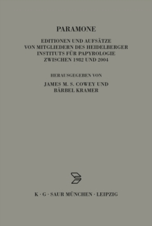 Image for Paramone: Editionen und Aufsatze von Mitgliedern des Heidelberger Instituts fur Papyrologie zwischen 1982 und 2004