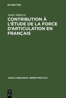 Image for Contribution a l'etude de la force d'articulation en francais