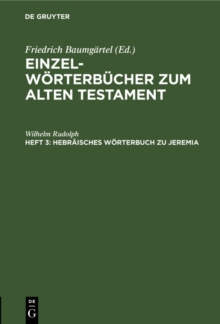 Image for Hebraisches Worterbuch zu Jeremia