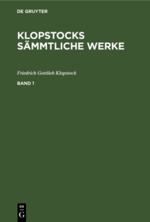 Image for Klopstocks Sammtliche Werke. Band 1