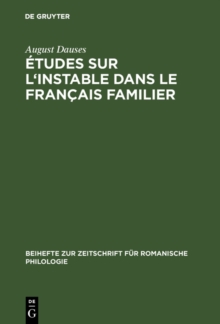 Image for Etudes sur l'instable dans le francais familier