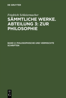 Image for Philosophische und vermischte Schriften