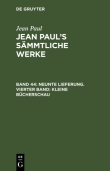 Image for Neunte Lieferung. Vierter Band: Kleine Bucherschau: Erster Theil