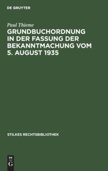 Image for Grundbuchordnung in Der Fassung Der Bekanntmachung Vom 5. August 1935
