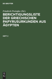 Image for Berichtigungsliste Der Griechischen Papyrusurkunden Aus ?gypten. Heft 2
