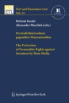 Image for Personlichkeitsschutz gegenuber Massenmedien / The Protection of Personality Rights against Invasions by Mass Media