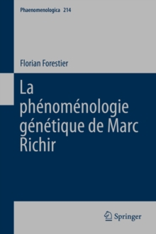 Image for La phenomenologie genetique de Marc Richir
