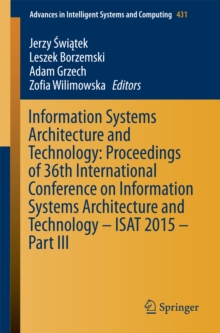Image for Information Systems Architecture and Technology: Proceedings of 36th International Conference on Information Systems Architecture and Technology - ISAT 2015 - Part III