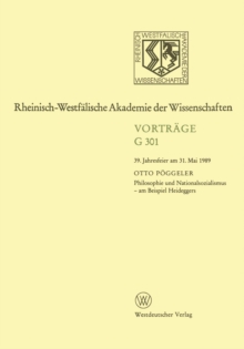 Image for Philosophie und Nationalsozialismus - am Beispiel Heideggers: 39. Jahresfeier am 31. Mai 1989