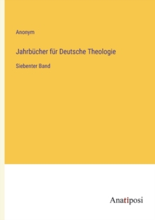 Image for Jahrbucher fur Deutsche Theologie