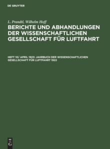 Image for Jahrbuch Der Wissenschaftlichen Gesellschaft F?r Luftfahrt 1922