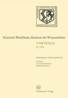 Image for Probleme der osterreichischen Strafrechtsreform : 171. Sitzung am 24. November 1971 in Dusseldorf