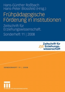 Image for Fruhpadagogische Forderung in Institutionen: Zeitschrift fur Erziehungswissenschaft. Sonderheft 11 2008