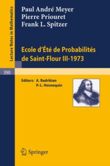 Image for Ecole d'Ete de Probabilites de Saint-Flour III, 1973