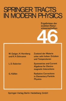 Image for Springer Tracts in Modern Physics: Ergebnisse Der Exakten Naturwissenschaften