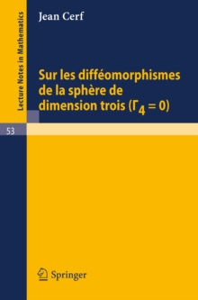 Image for Sur les diffeomorphismes de la sphere de dimensions trois (Gamma 4=0)