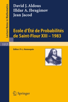 Image for Ecole D'ete De Probabilites De Saint-flour Xiii, 1983
