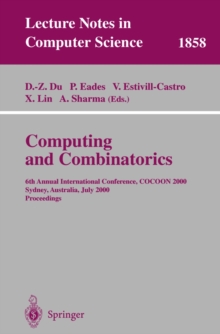 Image for Computing and Combinatorics: 6th Annual International Conference, COCOON 2000, Sydney, Australia, July 26-28, 2000 Proceedings