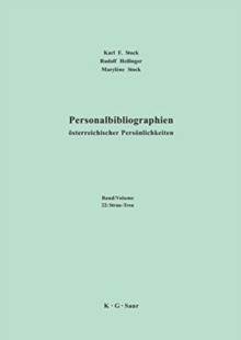 Image for Personalbibliographien Sterreichischer Persnlichkeiten, Volume 22