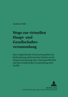 Wege Zur Virtuellen Haupt- Und Gesellschafterversammlung