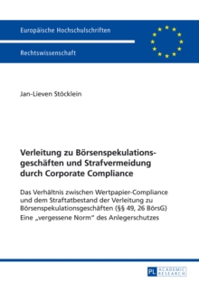 Image for Verleitung Zu Boersenspekulationsgeschaften Und Strafvermeidung Durch Corporate Compliance