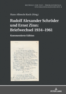 Image for Rudolf Alexander Schroeder Und Ernst Zinn: Briefwechsel 1934-1961: Kommentierte Edition