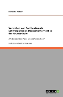 Image for Verstehen von Sachtexten als Schwerpunkt im Deutschunterricht in der Grundschule