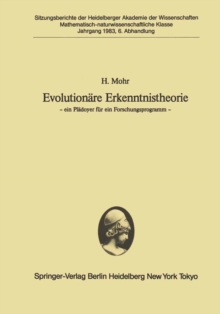 Image for Evolutionare Erkenntnistheorie: - ein Pladoyer fur ein Forschungsprogramm -