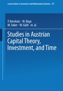 Image for Studies in Austrian Capital Theory, Investment, and Time