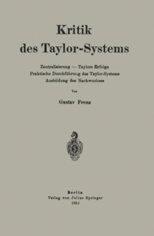 Image for Kritik des Taylor-Systems