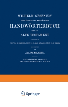 Image for Wilhelm Gesenius' Hebraisches und Aramaisches Handworterbuch uber das Alte Testament