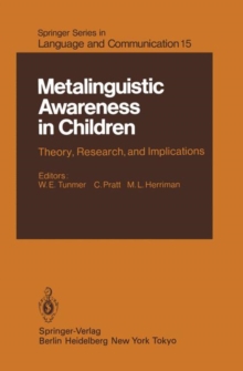 Image for Metalinguistic Awareness in Children : Theory, Research, and Implications