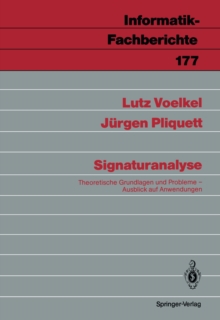 Image for Signaturanalyse: Theoretische Grundlagen und Probleme; Ausblick auf Anwendungen
