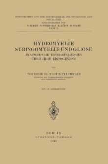 Image for Hydromyelie Syringomyelie und Gliose: Anatomische Untersuchungen uber IHRE Histogenese Heft 72