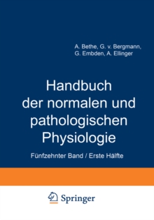 Image for Handbuch Der Normalen Und Pathologischen Physiologie: Funfzehnter Band / Erste Halfte Correlatonen I/1