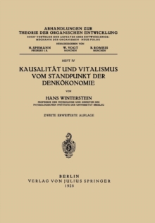 Image for Kausalitat und Vitalismus vom Standpunkt der Denkokonomie