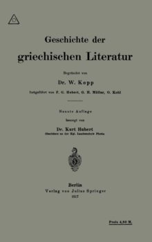 Image for Geschichte Der Griechischen Literatur